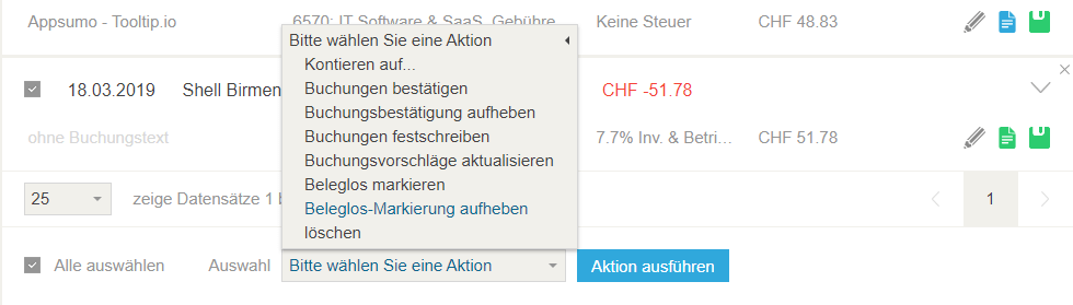 Sammel Konten buchen